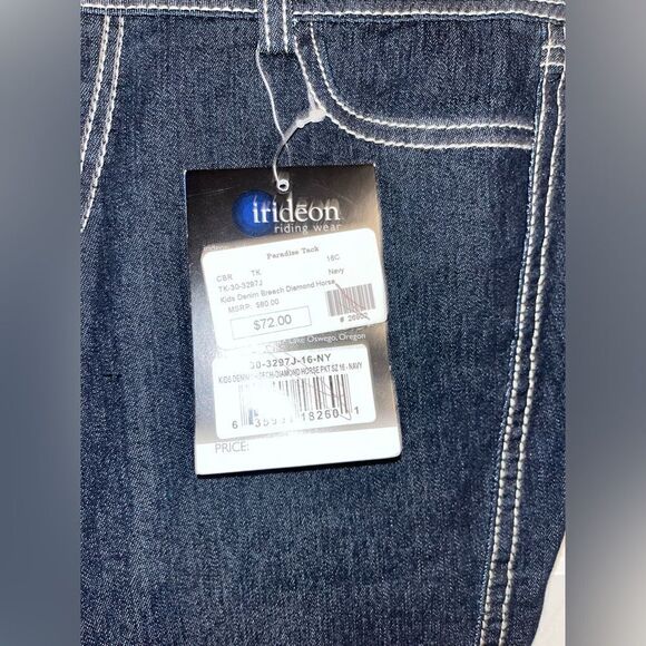 IRIDEON Equestrian Horseback Riding Jeans denim Pants Girls Sz 16 NEW rhinestone - Picture 7 of 8